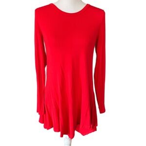 Women's Red Long-Sleeve Asymmetrical Johnny Top.